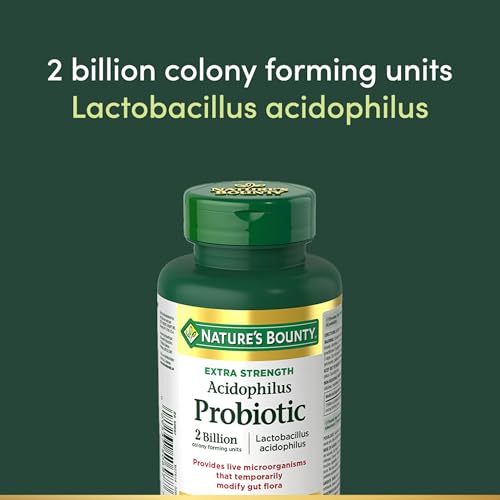 NATURE'S BOUNTY Extra Strength Acidophilus Probiotic, Temporarily Modifies Gut Flora, 105 g