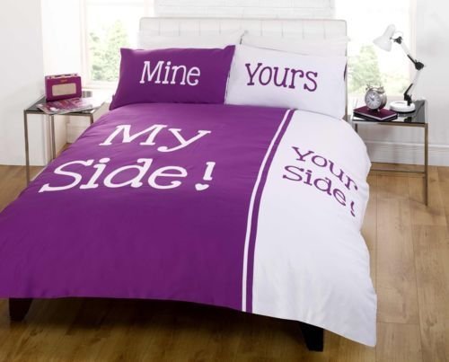 Rapport Home Side King Size Duvet Cover and Two Pillowcases Set Bedding Couples Linen, Damson Purple, Polyester-Cotton