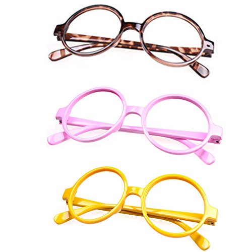 Set of 3 FancyG® Retro Geek Nerd Style Round Shape Glass Frame NO LENSES SET94