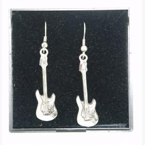 Pewter Earrings Electric Guitar