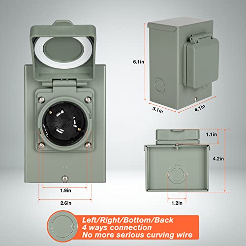 WELLUCK 50 Amp Generator Power Inlet Box, NEMA 3R Power Inlet Box, PB50