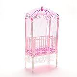 Dengguoli 1 Pc Fashion Baby Doll Bed and Crib Bedroom Accessories with Mosquito Net for Mini Doll Girls