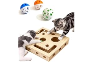 Cat Scratch Puzzle Enrichment Box, Interactive Cats Nail File Box, Wooden Scratch Enrichment Box Sandpaper Inside for Kitten,