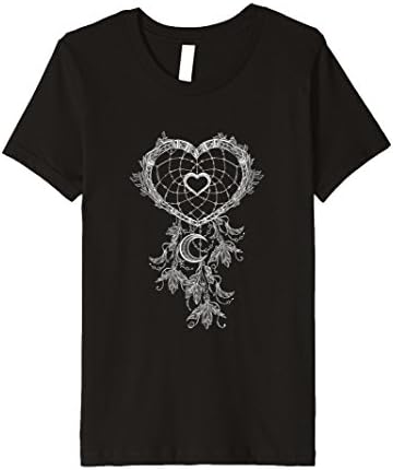 unisex-child Dreamcatcher Tee: Heart Shape Native American Talisman White 6 Black