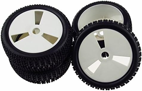4pcs/set RC 1:8 Rally Monster Off-Road Rubber Tires Tyre & Gray Disc Shape Plastic Wheel Rim