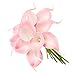 Calla Lily Bridal Wedding Bouquets with Latex Real Touch 10 Stems Artificial Flower Bouquets for Home/Wedding/Party Decor (Pink)