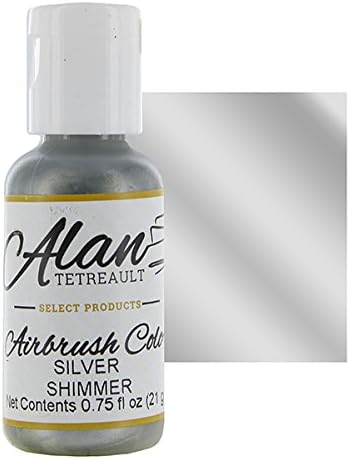 Silver Shimmer Premium Airbrush Food Color, 3/4 Ounce by Chef Alan Tetreault