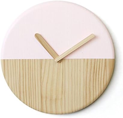 WOODSTUDIOALP Horizon Wall Clock Noiseless Movement Home Decoration & Key Ring (Pastel Pink)