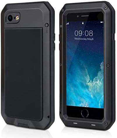 iPhone 8 Plus Case, iPhone 7 Plus Case, Tentoki Tough Armour metal case, Full Body Rugged with Built-in Screen Protector, Heavy Duty Protection Shockproof Case Cover for iPhone 7 Plus / 8 Plus - Black