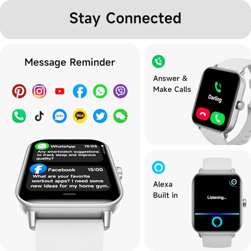 Smartwatch Men Women with Phone Function, 1.8 Inch Smart Watch Fitness Watch with Whatsapp and Alexa, Heart Rate Sleep Monitor, 120+ Sports Modes Fitness Tracker, IP68 Waterproof Watches for Samsung