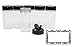 Baire Bottles 8 oz Empty Clear Plastic Spice Jars with Shaker Lids 6 Pk Sifter Shaker Holes Pour Open Sides Sealed for Freshness Liners BPA Free Waterproof Labels USA(Black Flapper Lid, Damask Labels)