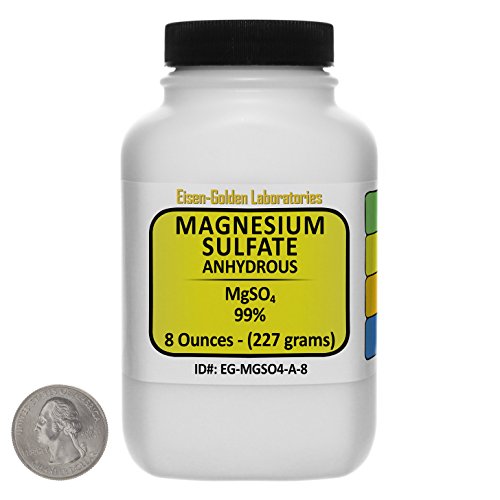 Magnesium Sulfate Anhydrous [MgSO4] 99% ACS Grade Powder 8 Oz in a Space-Saver Bottle USA