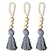 Pengxiaomei 3pcs Farmhouse Beads with Tassels, Wall Hanging Decor Wood Bead Graland Natural Prayer Beads