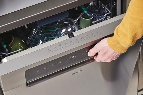 Rapidò CNF 4A4S3PSX Máquina de lavar loiça 60 CM, 14 serviços, ecrã digital, Wi-Fi, 10 programas, terceira bandeja, arranque atrasado, indicador de sal e auxiliar de enxaguamento, 44DB, Inox
