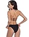 SHEKINI Womens Bikini Padded Cutout Strappy Halter Swimsuits Two Piece Bathing Suits (Small/(US 4-6), Manhattan Black)