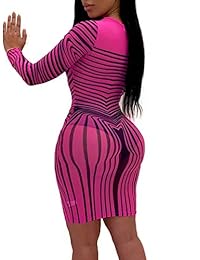 Succi - Traje de baño de una pieza con estampado de manga larga y malla transparente para mujer, tallas S-XXL