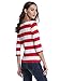 MsBasic Women's 3/4 Sleeve Boat Neck Striped Relax Fit Tee Shirts (Small, MS6310-2)Red/White