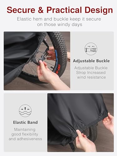 Waterproof Bike Cover Heavy Duty Oxford Bicycle Cover with Double stitching Heat Sealed Seams, XL for 1-3 Bikes Protection from UV Rain Snow Dust for Mountain Road Electric Bike Hybrid Outdoor Storage