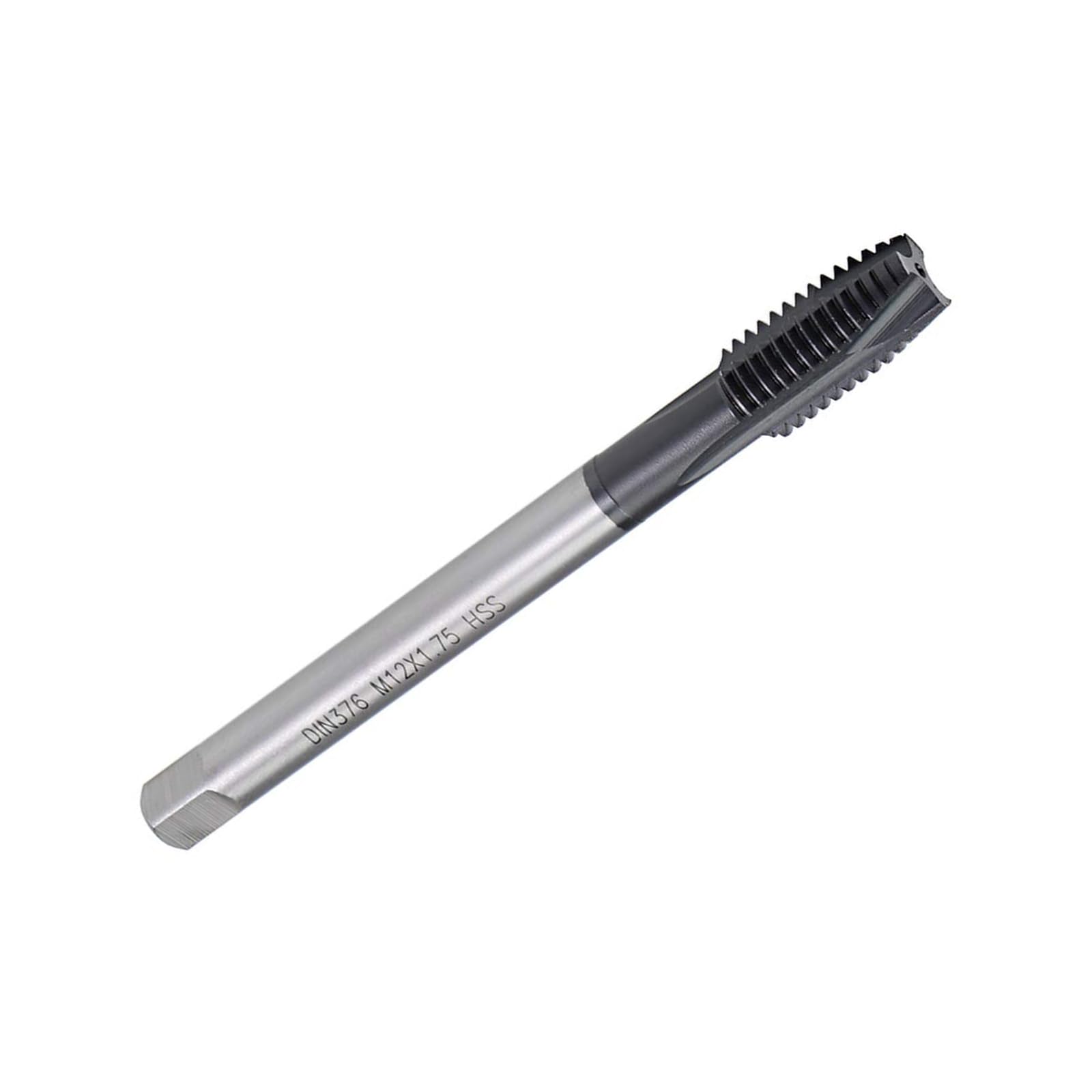 MACHSWON Spiral Point Threading Tap M12 x 1.75mm, for Through-Hole Threads, H2 High Speed Steel, TICN Coated Finish, Round Shank with Square End, Metric Drill Thread Screw Taps Tapping Bit 1pcs