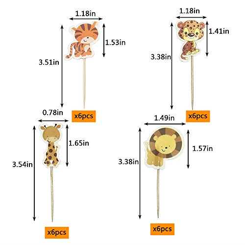 image for MUMULULU Jungle Safari Animal Cupcake Toppers Picks - 62pcs Animal The