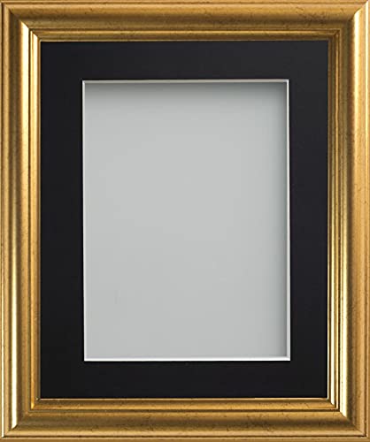 Frame Company Eldridge Gold Photo Frame with Black Mount, 7x5 for 5x3.5 inch, fitted with perspex — image 1