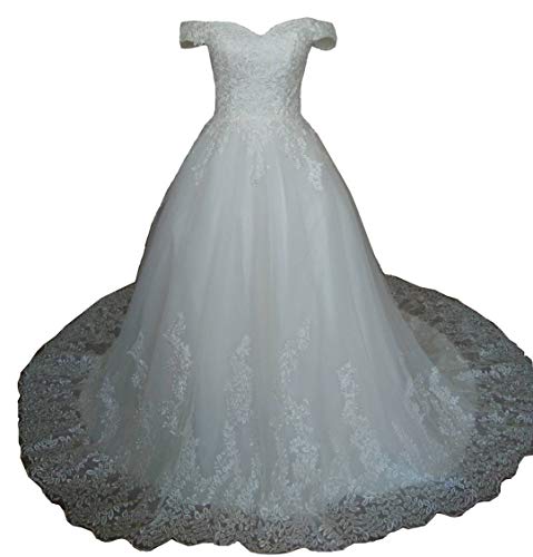 Fanciest Women's Lace Wedding Dresses for Bride 2019 Ball Gowns White US10