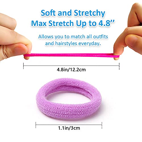 100Pcs Baby Elastics Hair Ties, Candy Color Seamless girls hairbands,3cm Ponytail Holder Hair Accessories，Multi-colored hair bobbles for girls (3cm)