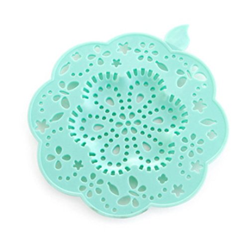 2 Pack Sink Strainer Drain Cover Hair Catcher Rubber Flower Shape Shower Trap Basin 5 inch Filter for Bathroom Kitchen Green Pink