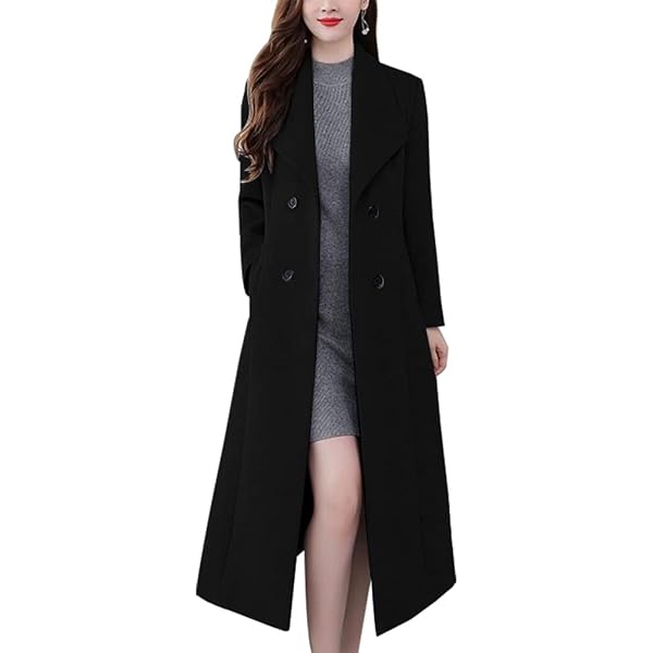 【tyページ】未使用級　WOOL DOUBLE BREASTED COAT Amazon.com: Kinghua Women's Double Breasted Wool Coats Winter Long