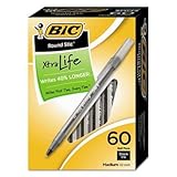 BIC Round Stic Xtra Life Ball Pen, Medium Point (1.0 mm), Black
