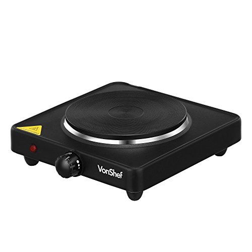 VonShef Compact Portable Single Hot Plate Countertop Kitchen Camping Burner in Black Buy
