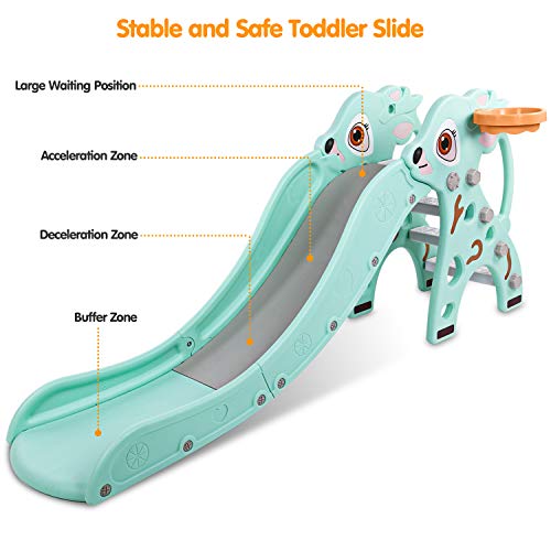 Naice Kids Slide, Upgraded Toddler Climber Slide, Sturdy Frame with Basketball Hoop, Indoor Outdoor Playground Toy, Kids Gift