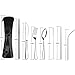 KISSWILL Portable Utensil Set with Case, 8 Pieces Healthy & Eco-Friendly Knife Fork Spoon Chopsticks Straws and Carry Case, Camping Silverware Set, Strong and Durable, Dishwasher Safe
