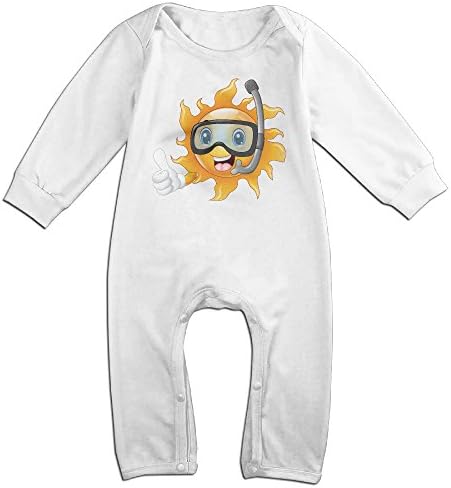 Diving Sun Long Sleeve Printed Newborn Baby Jumpsuit Outfits White