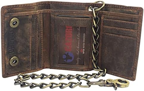 Fuzzy Leopard Tri-fold Bikers Wallet with 16