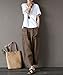 Aeneontrue Women's Patchwork Wide Leg Pants Trousers with Big Pockets (Large, Style1_Brown)