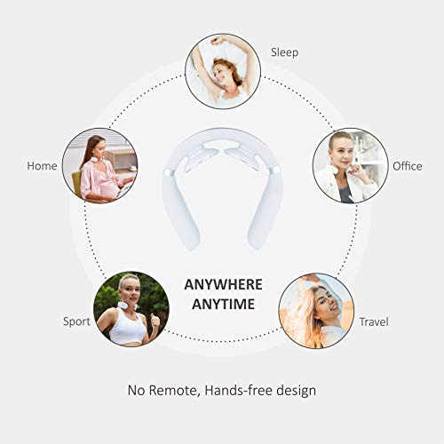 Tunnu Neck Massager for Pain Relief, Deep Tissue with Heat, Hands-Free Portable, 5 Modes 16 Levels Hand Massage Simulation, Intelligent Massage for Sore Relief, A Gift with Free Handbag