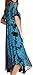 Sakkas 17682 - Ria Tie Dye Embroidered Cap Sleeve Wide Neck Caftan Dress / Beach Cover Up - Teal - OS
