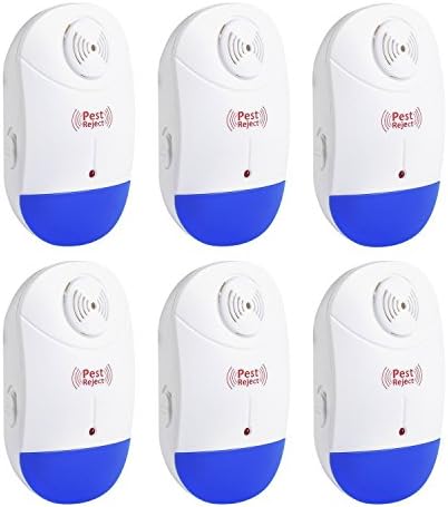 Ultrasonic Pest Control, 6 pack Repellent Plug In Indoor Electronic Repeller for Mosquitoes, Bed Bugs, Spiders, Mouse, Rodents, Ants and other Insects, Non-toxic, Humans &amp; pets safe