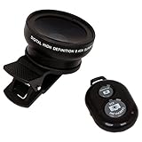 ETvalley Universal Phone Camera Lens Kit for Apple Samsung Smartphones Super Wide Angle Lens 0.45X, Universal Lens Clip Self timer with Buetooth, Wireless Remote Camera