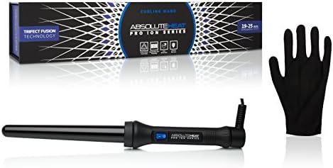 Absolute Heat Pro Ion Clipless Curling Wand, 19/25mm, Black