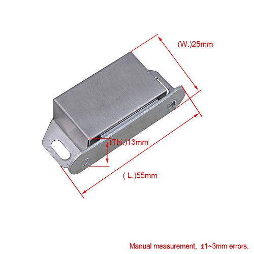 RDEXP 55x25x13mm Silver Stainless Steel Magnetic Cabinet Cupboards & Door Latch Catch Closures with Screws Set of 20