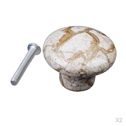 2pcs 32mm Round Ceramic Knob Cabinet Dresser Drawer Round Handle Pull Marbling