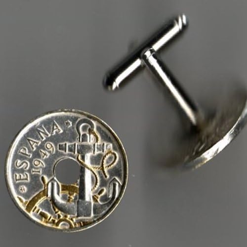 Spanish Nautical Wedding Gift - Silver &amp; Gold Authentic Spanish 50 Centimes Cufflinks - Made by Hand