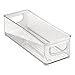 mDesign Small Plastic Office Storage Container Bins with Handles for Organization in Filing Cabinet, Closet Shelf, or Desk Drawers, Organizer for Notes, Pens, Pencils, Ligne Collection, Clear