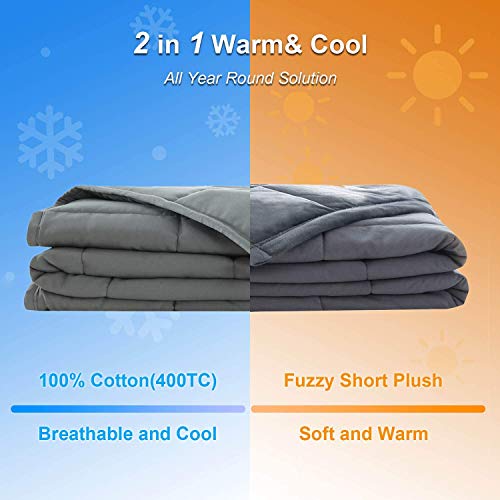 Haowaner Cool Cotton Top+Soft Minky Bottom Reversible Weighted Blanket