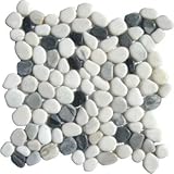 MS International 12 in. x 12 in. Black/White Pebbles Marble Mosaic Floor & Wall Tile - Box of 5 sqf