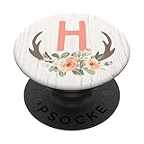 Pretty Letter H Initial Monogram With Antlers and