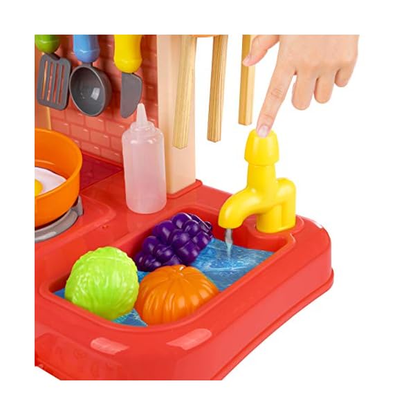 Kinderplay Kinderküche, Spielküche – Küche Spielzeug, Licht, Ton, Wasser, Wasserdampf Kochen Imitierend, 42 Accessoires… – Bild 5