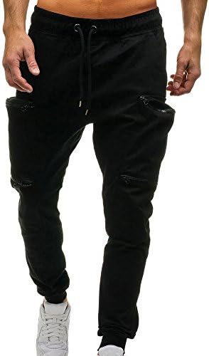 Spbamboo Mens Pants Slim Pockets Classic Joggers Zipper Pockets Sport Sweatpants